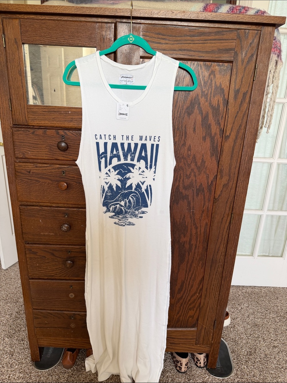 Vintage White Waffle Knit Tank Dress